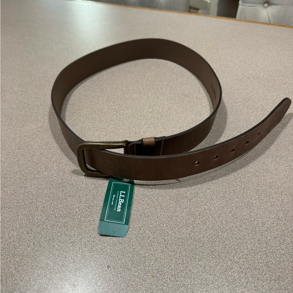 L.L. Bean 1912 Cactus Brown Leather Belt, Size 36